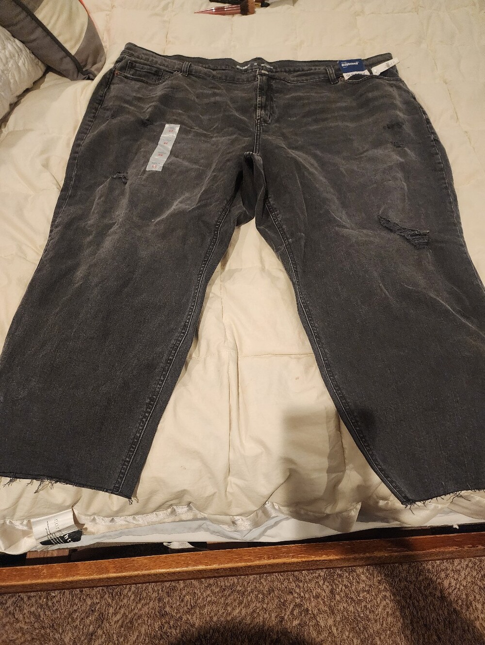 Womans Old Navy Mid Rise Boyfriend Black Washed Distressed Jeans Plus Size 26